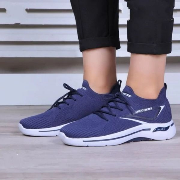 کفش اسکیچرز جورابی مردانه مدل رامر رنگ سورمه ای