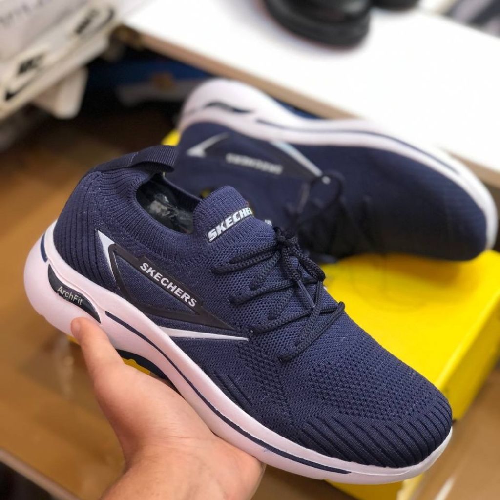 مشخصات کفش اسکیچرز جورابی مردانه مدل رامر رنگ سورمه تی