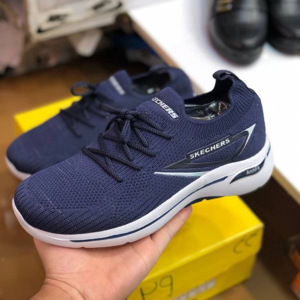 کفش اسکیچرز جورابی مردانه مدل رامر رنگ سورمه ای