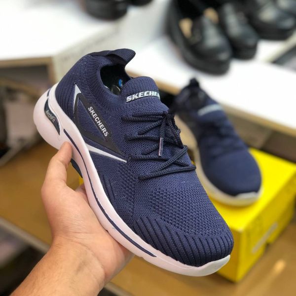 کفش اسکیچرز جورابی مردانه مدل رامر رنگ سورمه ای