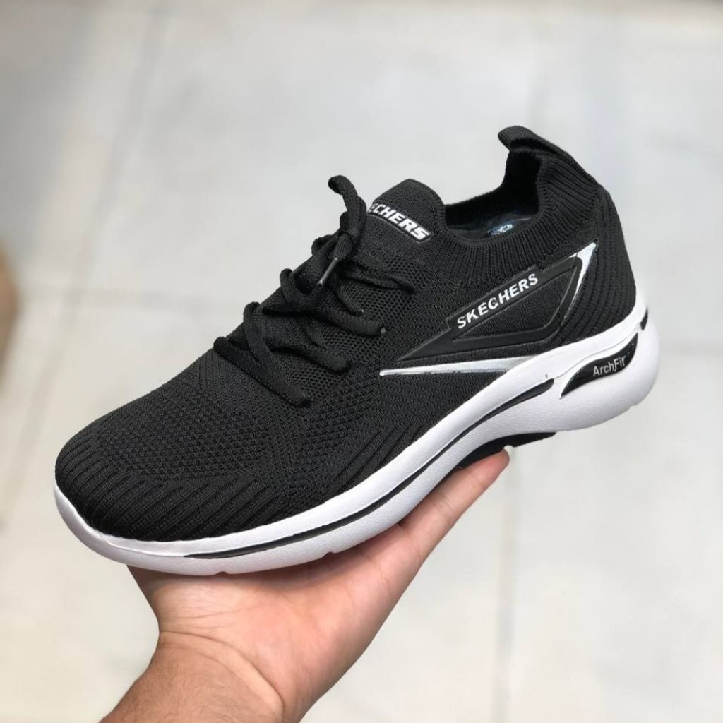 خرید اینترنتی کفش اسکیچرز جورابی مردانه مدل رامر مشکی