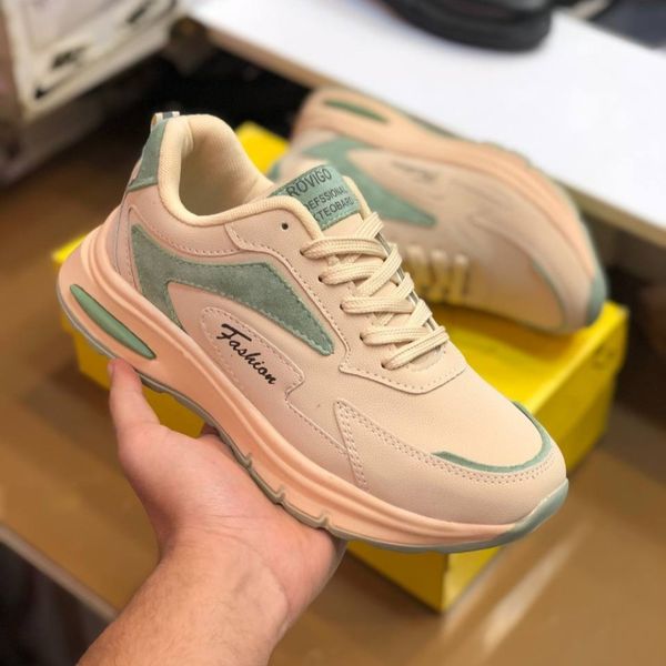 کفش چرم زنانه اسپرت مدل رامینگو کرم سبز