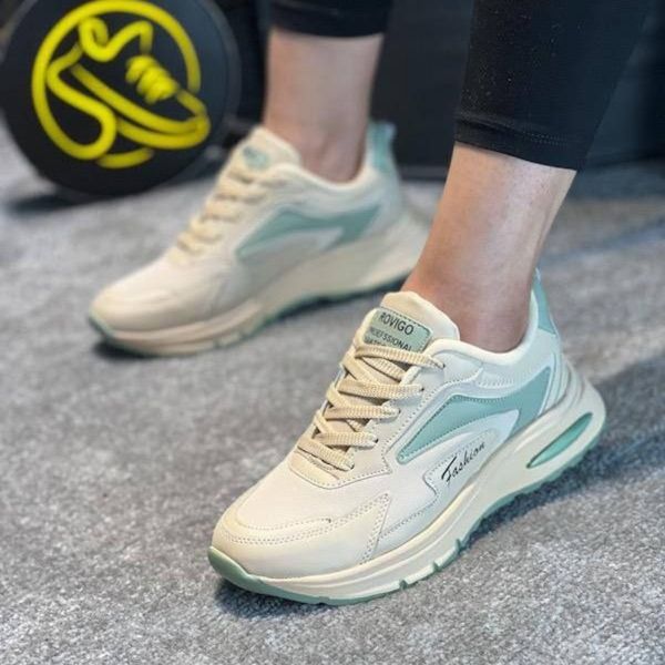 کفش چرم زنانه اسپرت مدل رامینگو کرم سبز