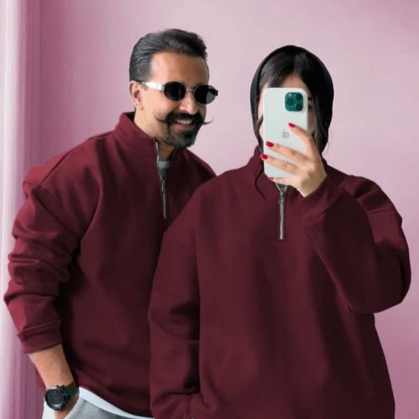 دورس (پلار ) نیم زیپ یقه افه دار