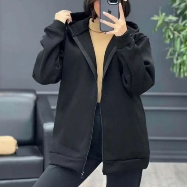 سوییشرت زنانه طرح جلو زیپ ساده