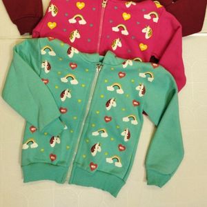 سویشرت یا هودی کلاهدار رنگین کمانی دخترانه sr65t