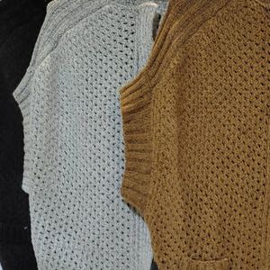 جلیقه زنانه بافت جلو زیپ دار