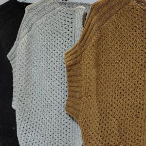 خرید اینترنتی جلیقه زنانه بافت جلو زیپ دار