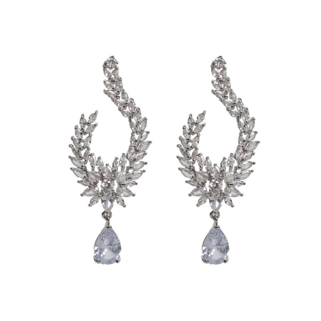 مشخصات گوشواره جواهری مدل نگین دار طرح اشک