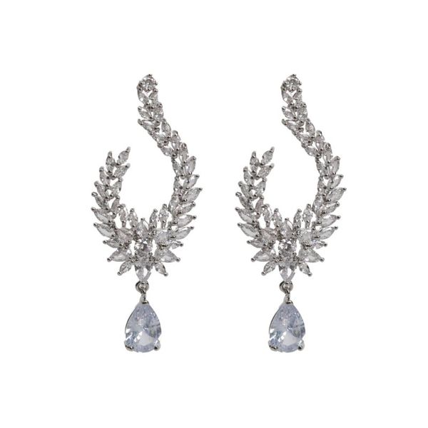 گوشواره جواهری مدل نگین دار طرح اشک