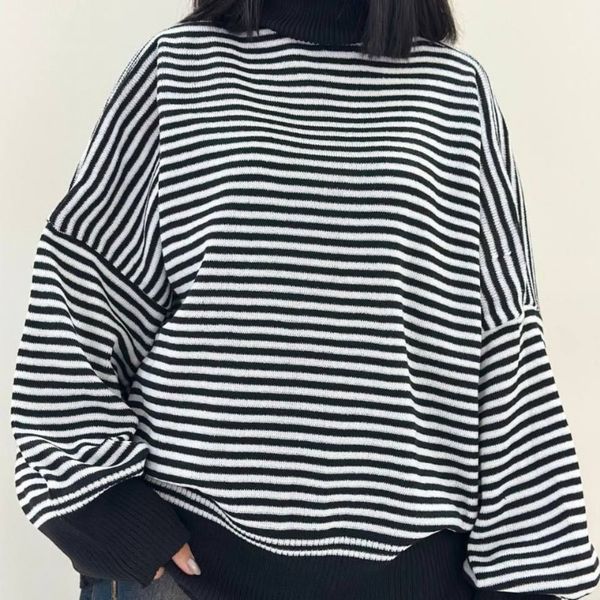 بلوز بافت راه راه یقه اسکی زنانه کد 60