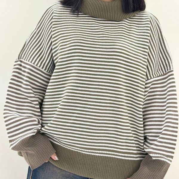 بلوز بافت راه راه یقه اسکی زنانه کد 60