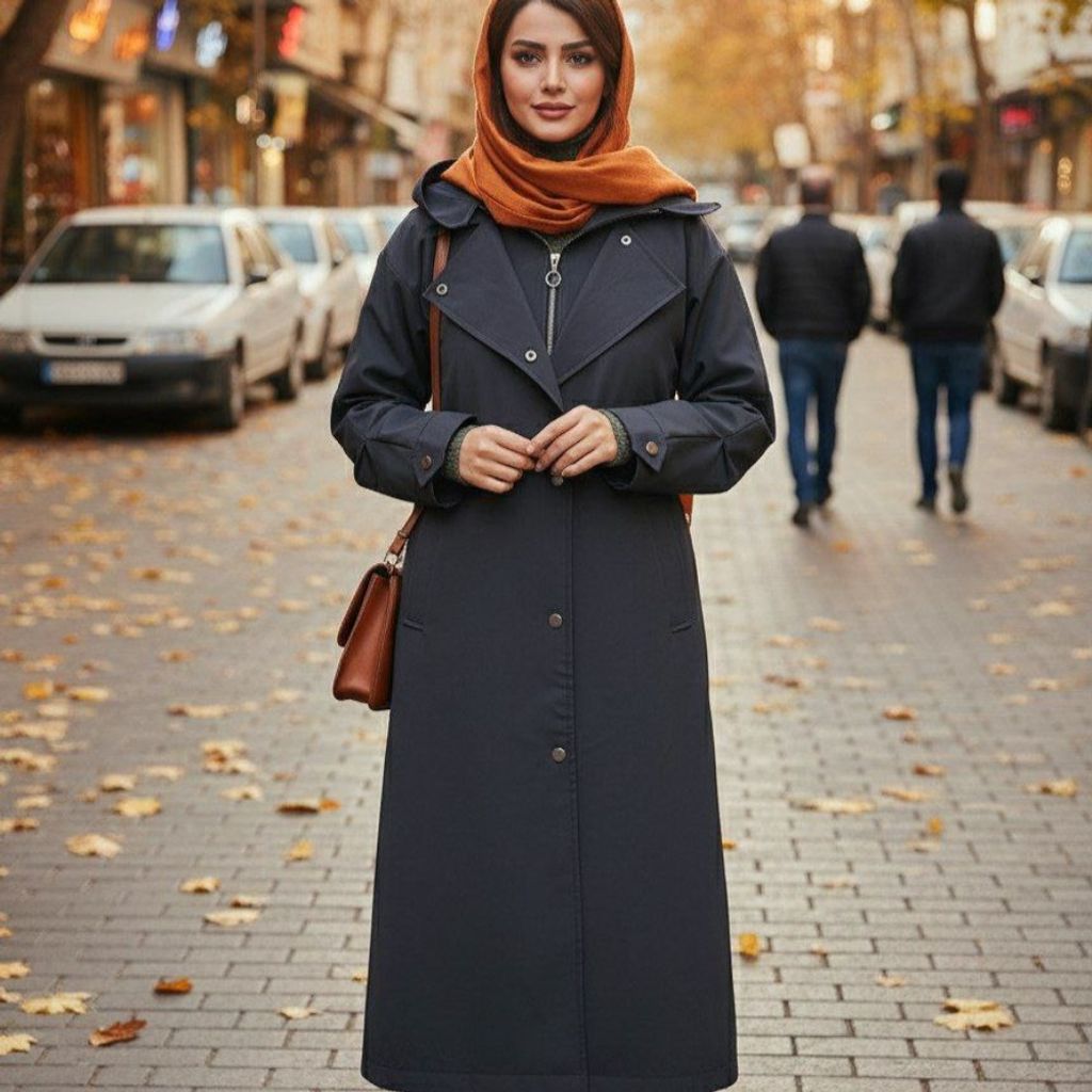 خرید اینترنتی بارونی آستردار دو مدله ذغالی