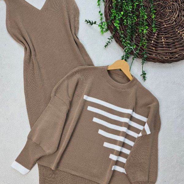 ست بافت زنانه طرح نیم خط