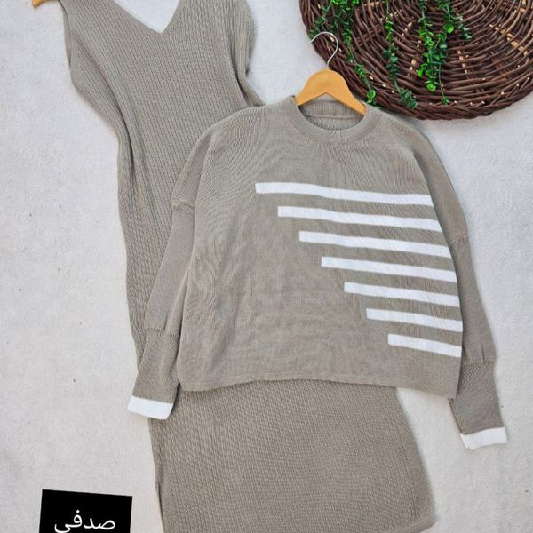 ست بافت زنانه طرح نیم خط