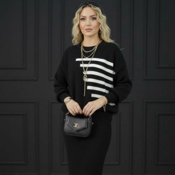 ست بافت زنانه طرح نیم خط