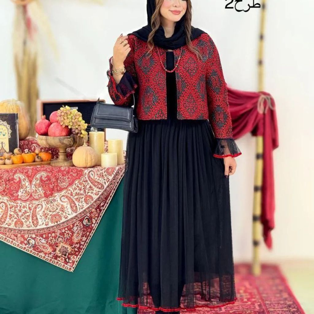 خرید آنلاین کت و دامن زنانه مجلسی طرح گل بانو