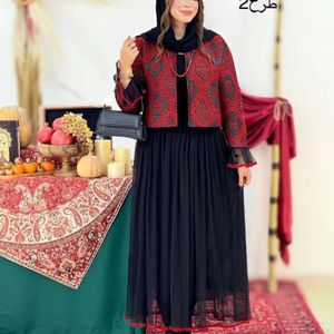 خرید آنلاین کت و دامن زنانه مجلسی طرح گل بانو