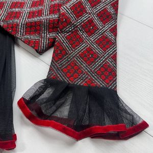 خرید انلاین کت و دامن زنانه مجلسی طرح گل بانو