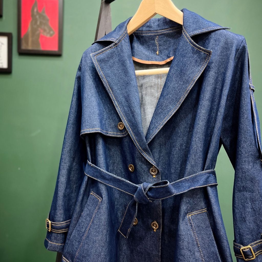 فروش اینترنتی ترنچ کت جین بلند