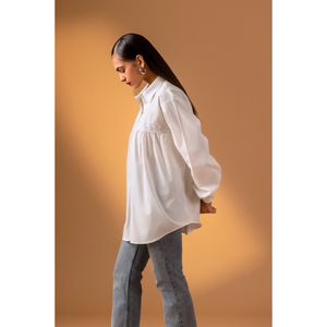 خرید انلاین شومیز پوپلین مغزی دوزی اورسایز زنانه KOMAR