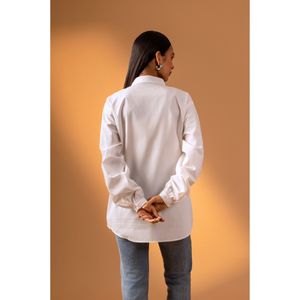 خرید آنلاین شومیز پوپلین مغزی دوزی اورسایز زنانه KOMAR