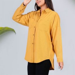 خرید اینترنتی تونیک مانتویی کتان جیب دار زنانه