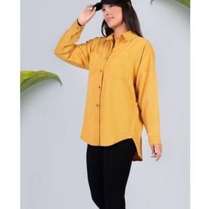 تونیک مانتویی کتان جیب دار زنانه