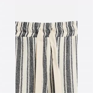 مشخصات شلوار لینن کنفی راه راه زنانه واید لگ ZARA