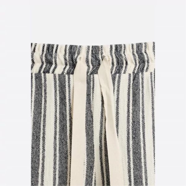 شلوار لینن کنفی راه راه زنانه واید لگ ZARA