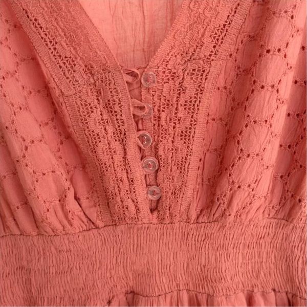 پیراهن ساحلی زنانه ماکسی لباس هندی نخی آستین کوتاه سلن