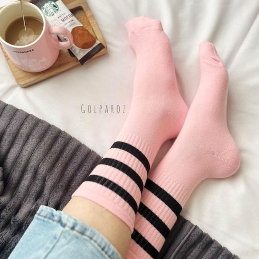 فروش اینترنتی جوراب ساقدار رنگی طرح سه خط