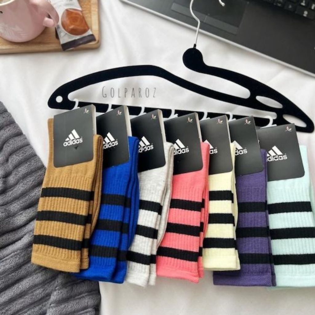 قیمت ارزان جوراب ساقدار رنگی طرح سه خط