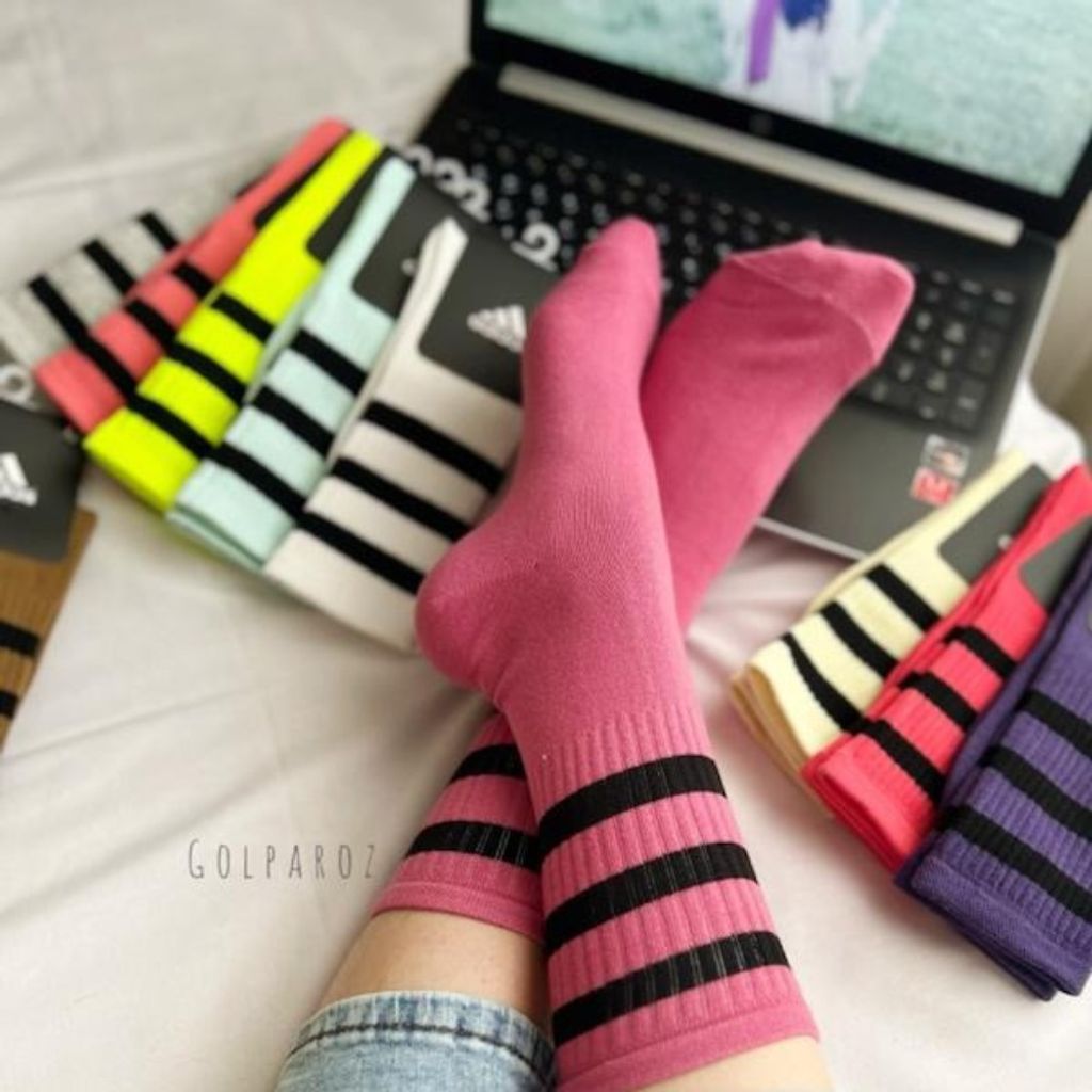 فروش اینترنتی جوراب ساقدار رنگی طرح سه خط