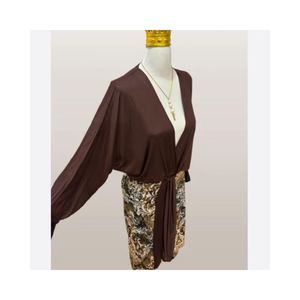 خرید انلاین مانتو پانچی کیمونو دو رنگ مجلسی بلند زنانه