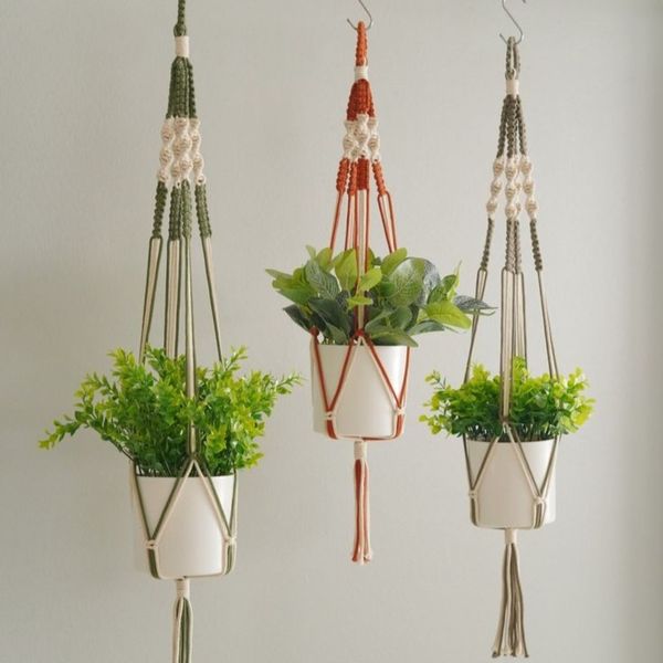 ست سه عددی آویز گلدان مکرومه بافی عروس