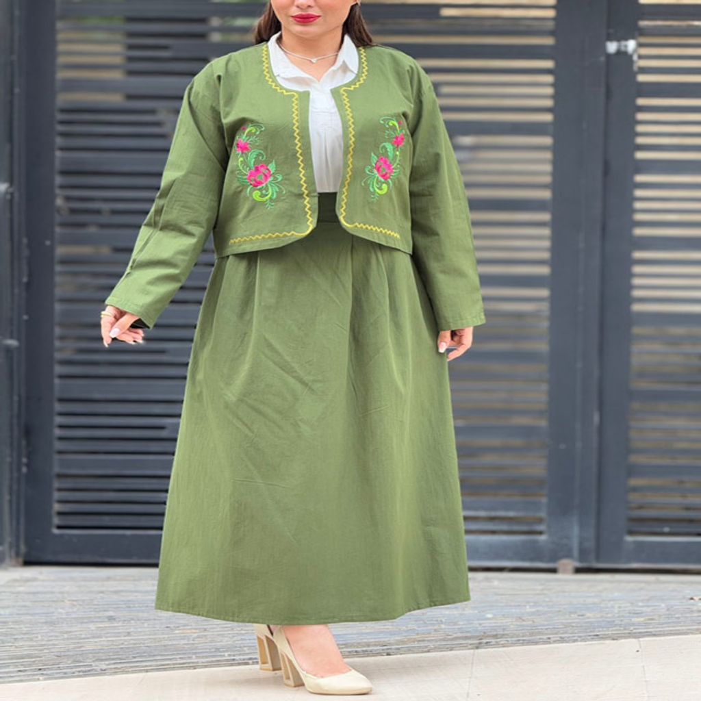 خرید اینترنتی قیمت کت دامن لنین گلدوزی 852