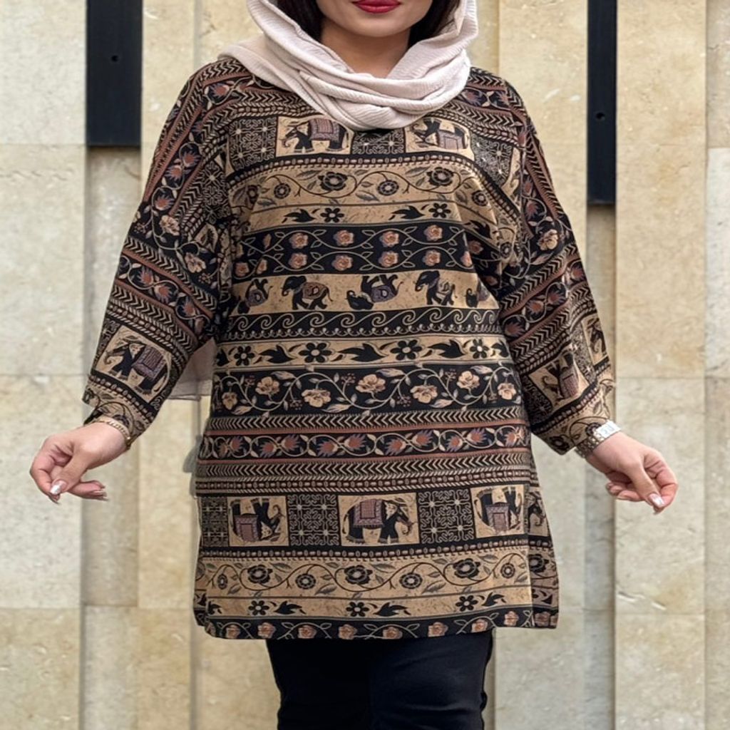 خرید اینترنتی قیمت تونیک سایزبزرگ فیل طرح اندونزی 1159