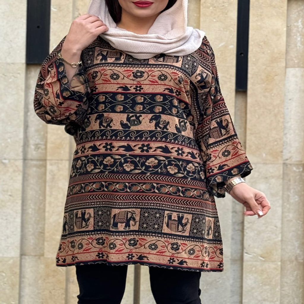 خرید اینترنتی قیمت تونیک سایزبزرگ فیل طرح اندونزی 1159