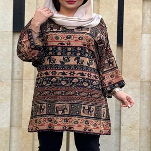 خرید اینترنتی قیمت تونیک سایزبزرگ فیل طرح اندونزی 1159