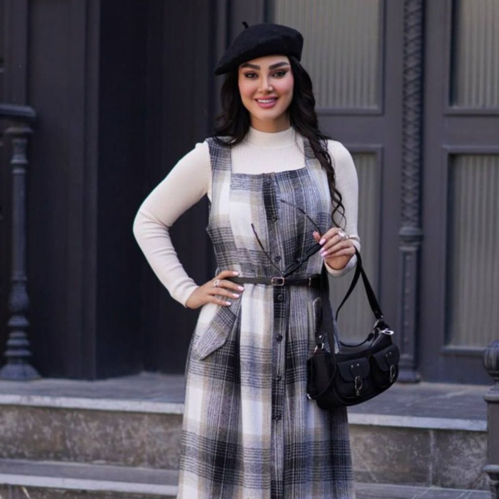 مشخصات سارافون چهارخونه پشمی غزل