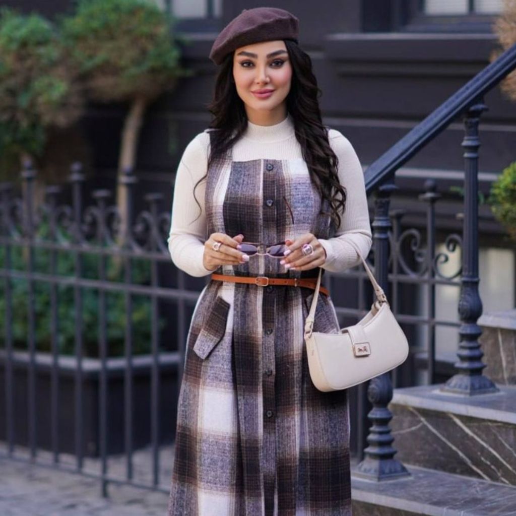 خرید آنلاین سارافون چهارخونه پشمی غزل