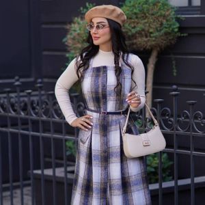 فروش اینترنتی سارافون چهارخونه پشمی غزل