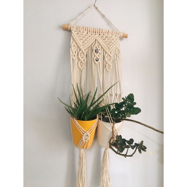 اویز گل مکرومه بافی مدرن دو قلو