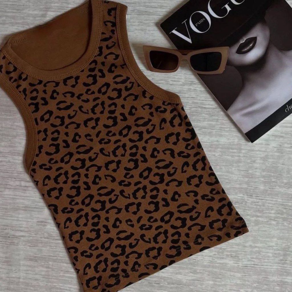 قیمت ارزان تاپ کبریتی پلنگی زنانه فری سایز، فول کش، رنگبندی خاص و جذاب