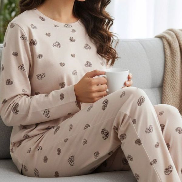 ست بلوز و شلوار زنانه قلب پلنگی