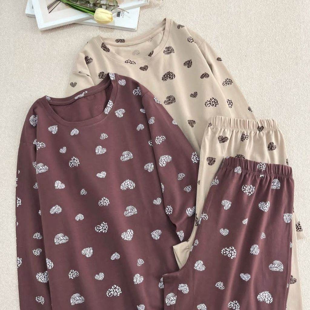 خرید انلاین ست بلوز و شلوار زنانه قلب پلنگی