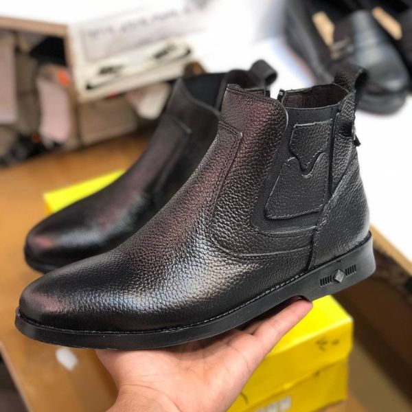 کفش نیم بوت چرم مردانه مدل آلفردو مشکی