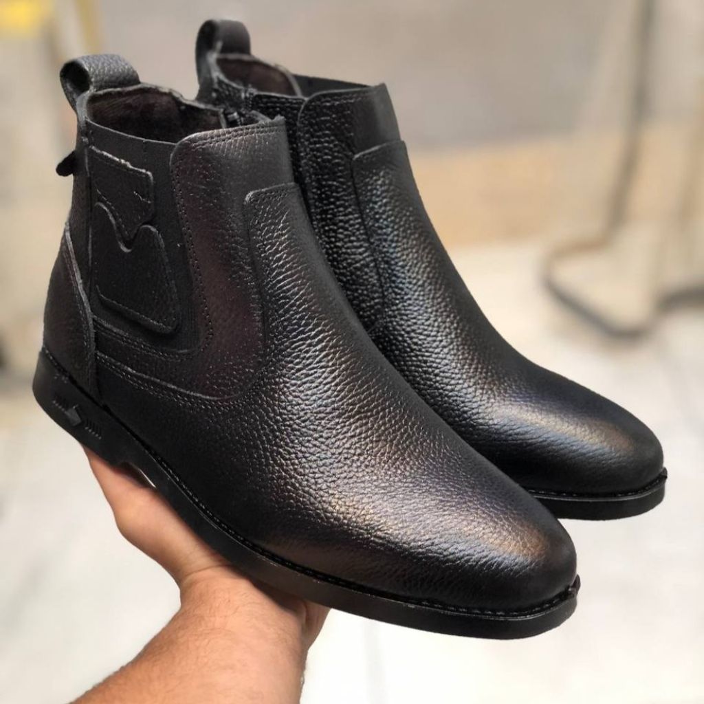 خرید آنلاین کفش نیم بوت چرم مردانه مدل آلفردو مشکی