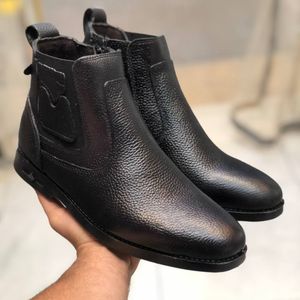 خرید آنلاین کفش نیم بوت چرم مردانه مدل آلفردو مشکی